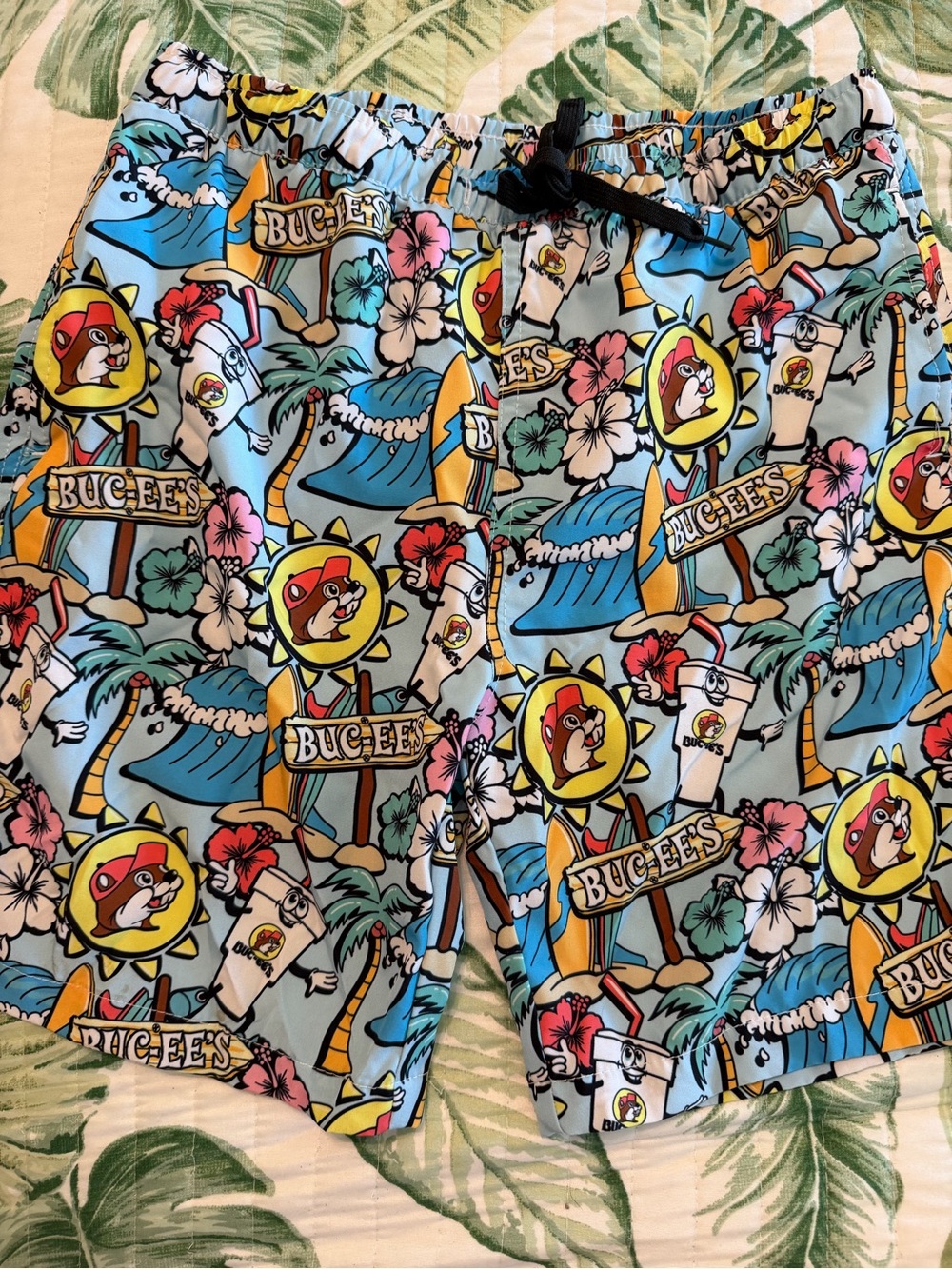 Buc-ee's Kids Light Blue Tropical Swim Trunks 2023